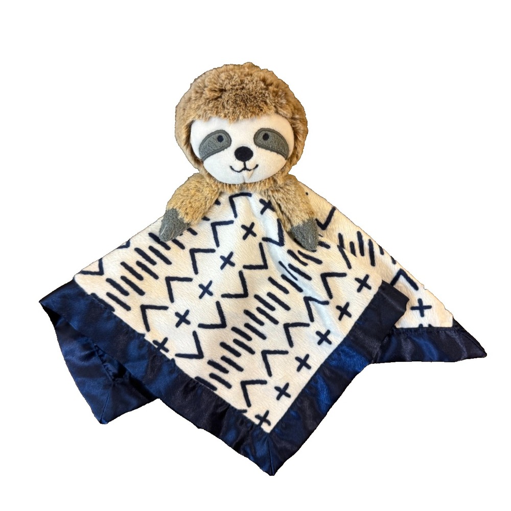 Cloud Island Sloth Security Blanket Baby Lovey Plush Toy White Navy Blue Soft
